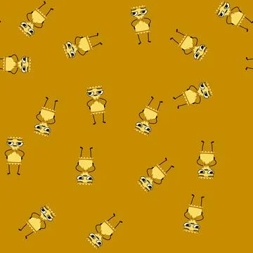 Seamless pattern doodle pasta character cartoon vector Stock Illustration