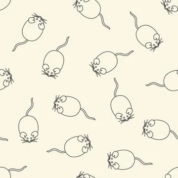 Seamless pattern with doodle random cartoon mice Illustrazione stock
