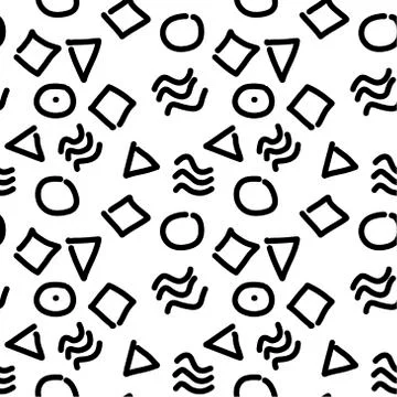 Seamless pattern doodle Random geometric shapes. Abstract, backdrop backdrop. Illustrazione stock
