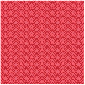 Seamless pattern doodle red little fish scales on calypso coral background Stock Illustration