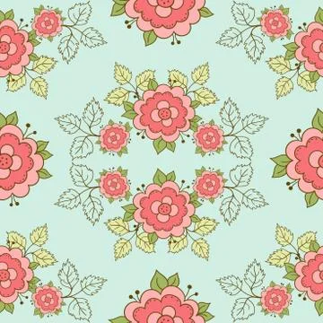 Seamless Pattern Doodle Roses Stock-Illustration