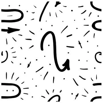 Seamless pattern doodle simply black arrows Stock Illustration