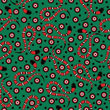 Seamless pattern with doodle snakes Stock Illustration