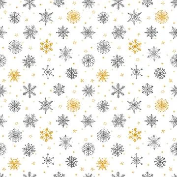 Seamless pattern with doodle snowflakes. Can be used for wallpaper, pattern Illustrazione stock