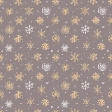 Seamless pattern with doodle snowflakes. Can be used for wallpaper, pattern Illustrazione stock