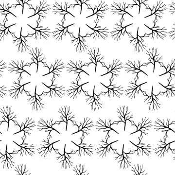 Seamless pattern with doodle snowflakes. Hand drawn floral elements Stock Illustration