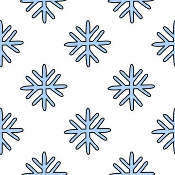 Seamless pattern with doodle snowflakes. Stock Illustration