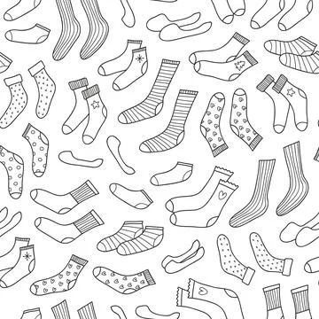 Seamless pattern with doodle socks. Stock Illustration