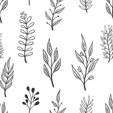 Seamless pattern with doodle style floral elements. Design element for poster Illustrazione stock