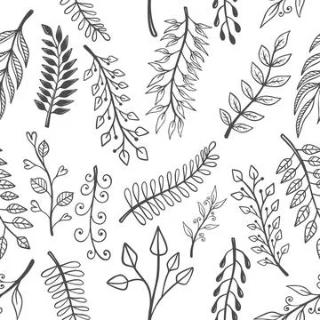 Seamless pattern with doodle style floral elements. Design element for poster Stock Illustration