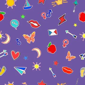 Seamless pattern in doodle style Love theme Stock Illustration