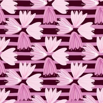 Seamless pattern with doodle tulip silhouettes. Bud elements in light colors  Stock Illustration