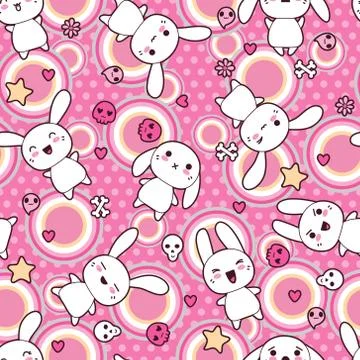 Seamless pattern with doodle. Vector kawaii illustration Stock Illustration