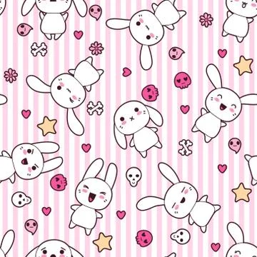 Seamless pattern with doodle. Vector kawaii illustration 스톡 일러스트