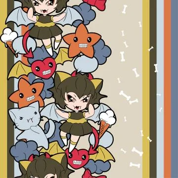 Seamless pattern with doodle. Vector kawaii illustration イラスト素材