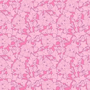 Seamless pattern with doodle. Vector kawaii illustration 스톡 일러스트