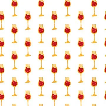 Seamless pattern with doodle wine in glass. Illustrazione stock