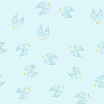 Seamless pattern doodle wing angel cartoon vector Illustrazione stock