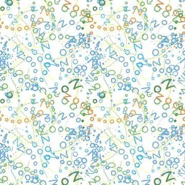 Seamless pattern of doodle words. Illustration with hand lettering 스톡 일러스트