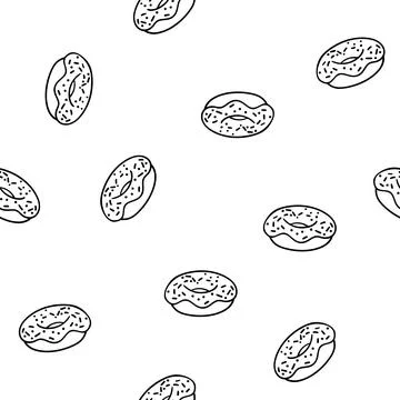 Seamless pattern with doodles donuts. Stock Illustration