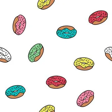 Seamless pattern with doodles donuts. Stock Illustration