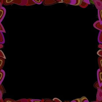 Seamless pattern. Doodles elements hand drawn frames. Vector. Picture in red, bl Illustrazione stock