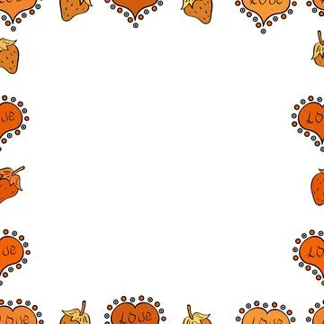 Seamless pattern. Doodles elements hand drawn frames. Picture in orange, black a Illustrazione stock