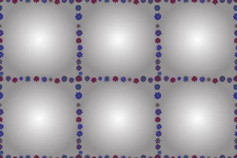 Seamless pattern. Doodles elements hand drawn frames. Picture in blue, white and Stock Illustration