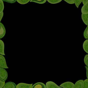 Seamless pattern. Doodles frame consists of black, green and yellow border. Vect Stock Illustration