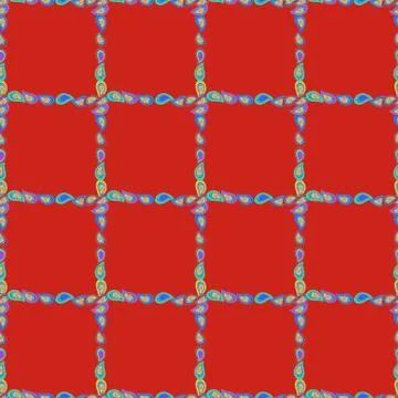 Seamless pattern. Doodles frame consists of blue, violet and red border. Vector 스톡 일러스트