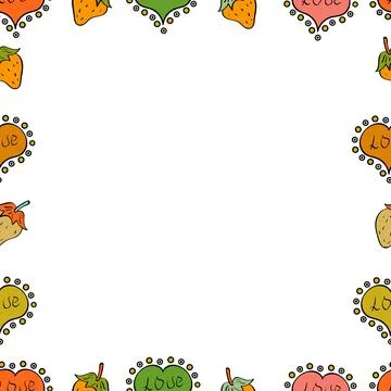 Seamless pattern. Doodles frame consists of white, yellow and black border. Vect Stock Illustration