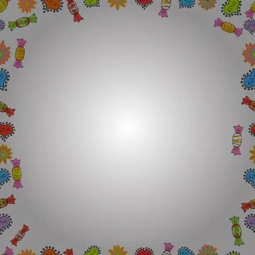 Seamless pattern. Doodles frame consists of orange, white and yellow border. Vec イラスト素材