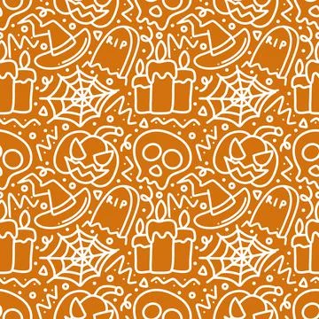 Seamless pattern doodles of halloween elements Stock Illustration