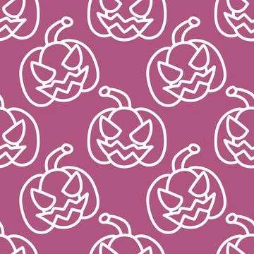 Seamless pattern doodles of halloween pumpkin Stock Illustration