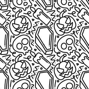 Seamless pattern doodles of halloween themes Stock Illustration