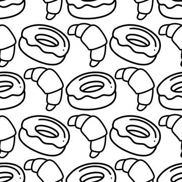 Seamless pattern doodles of pastries Stock Illustration