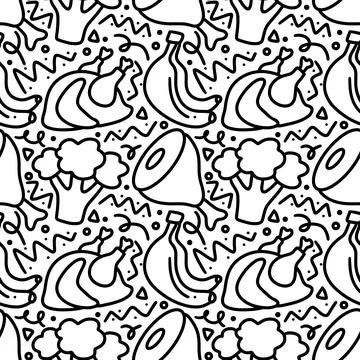 Seamless pattern doodles of some food Stock Illustration