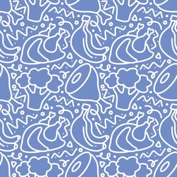 Seamless pattern doodles of some food Stock Illustration