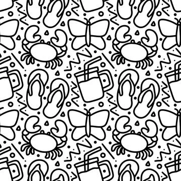Seamless pattern doodles of summer elements Illustrazione stock