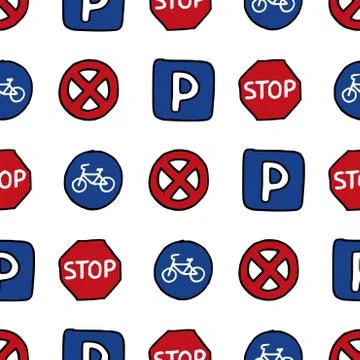 Seamless pattern of dooles road signs. Stock Illustration