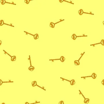 Seamless pattern door key vintage cartoon vector イラスト素材