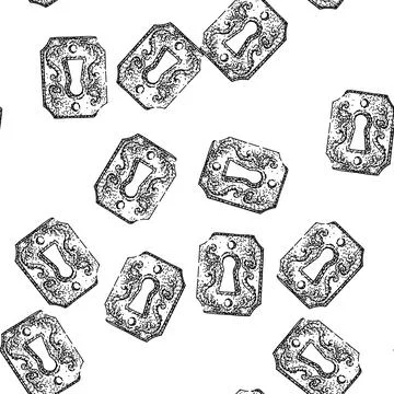 Seamless pattern door keyhole sketch hand drawn Stock Illustration