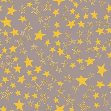 Seamless pattern, dot star starfall, yellow pastel design Stock Illustration