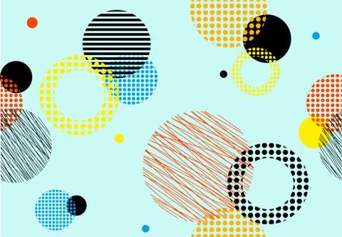 Seamless pattern of dots and colorful geometric shapes イラスト素材