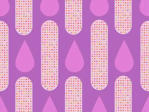 Seamless pattern with dots and drops. Lilac background in pop art style. Vect Illustrazione stock