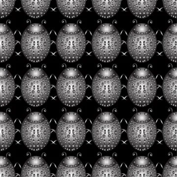 Seamless pattern with dots and insects Stock Illustration