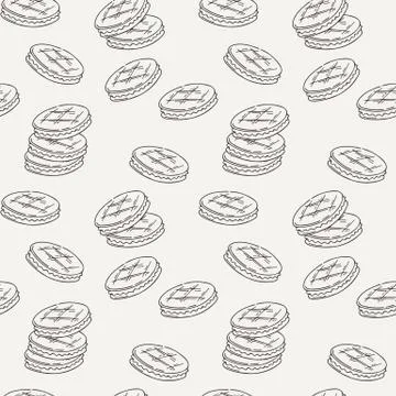 Seamless pattern of double cookies with a layer of cream, sweets or pastilles Illustrazione stock