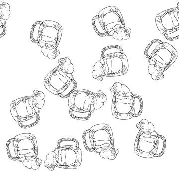 Seamless pattern double glass coffee sketch hand drawn Stock Illustration