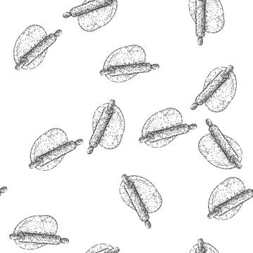 Seamless pattern dough flour sketch hand drawn Stock Illustration