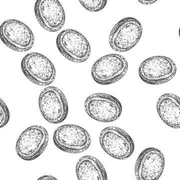 Seamless pattern dough pizza sketch hand drawn Stock Illustration